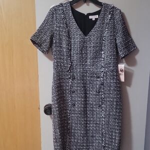 Nanette Monochrome Tweed Midi Dress